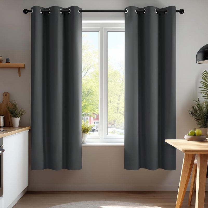 Deconovo Blackout Curtains for Bedroom, Thermal Insulated Room Darkening Grommet Window Drapes, Dark Gray, 42W x 63L Inch, Pack of 2 for Living Room & Nursery Privacy Panels - Image 1